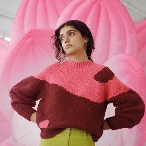 Paloma Yin Yang Wool Pink and Brown Sweater pit to pit measures 24”